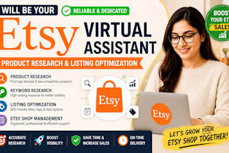 be your etsy VA for product research and listing optimization