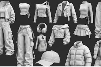 create 3d clothing mesh for second life vrchat sims fivem and y2k fashion