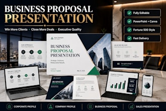 design a premium business presentation or corporate powerpoint deck