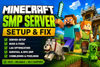 setup and fix your minecraft smp server cobblemon pixelmon survival rpg server