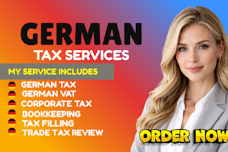 do german tax return, vat, income tax, corporate tax and bookkeeping
