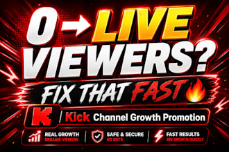 do kick promotion for live viewers, followers, chatters and channel growth