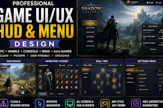 design game UI UX hud and menu interface for your game
