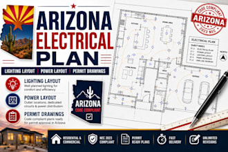 draw arizona electrical plan lighting layout, power layout and permit drawings