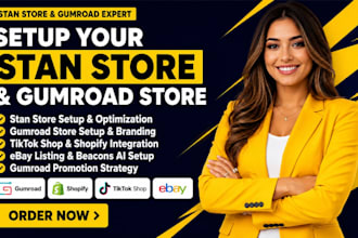 setup gumroad stan store, payhip store, payhip website gumroad seo and promotion