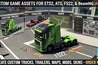 create ets2, ats, fs22, and beamng custom trucks, trailers, maps, mods, skins
