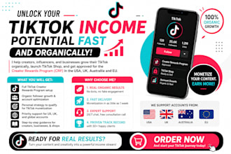 manage organic growth for tiktok followers, monetization or creativity rewards