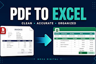 convert PDF invoices, receipts and tables to excel