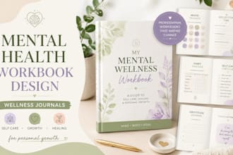 design mental health workbook and wellness journal for personal growth
