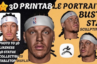 sculpt realistic 3d bust portrait character creature pet, photo to 3d printing