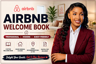 design airbnb welcome book, guest guide, house manual and canva template