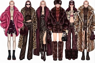 draw fashion illustration and outfit sketch