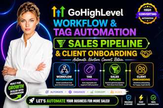 do gohighlevel workflow, tag automation, sales pipeline and client onboarding