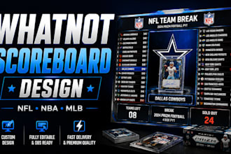 design attrative whatnot scoreboard, card breaks overlays and animations