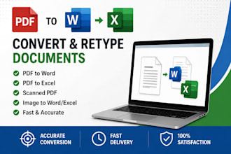 convert pdf to word or excel and retype documents