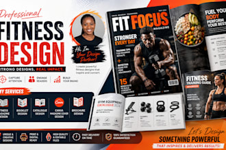 fitness magazine design,booklet,catalogue, canva magazine cover design, brochure
