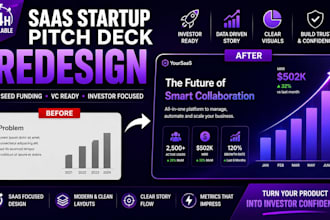 redesign saas startup pitch deck for seed funding and investor presentation