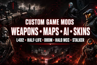 create left 4 dead 2, half life, doom, halo mcc, stalker weapons, maps, ai, skin