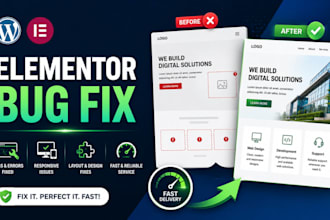fix elementor bugs, errors, responsive issues and wordpress website problems