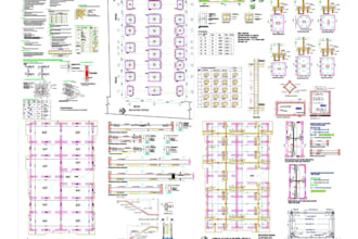 cad drawing reinforcement plan, concrete framework plan, foundation pile layout