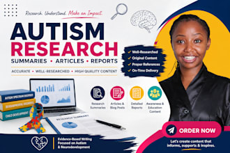 write autism research summaries, articles and reports