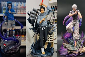 3d print and paint custom anime figure miniature painting statue stl resin print