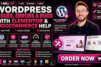 fix wordpress issues errors and bugs with elementor and woocommerce help