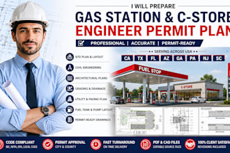 usa ca tx fl az pa nj sc gas station convenience store engineer permit plan