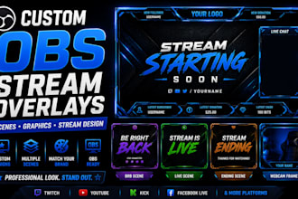 design custom obs overlays, stream scenes and graphic