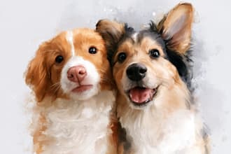 paint watercolor portrait of your pets or animal photos