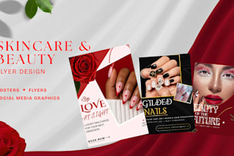design luxury beauty, skincare and nail flyers for your business