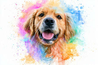 draw a rainbow watercolor portrait of your pet