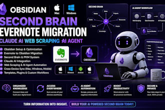 obsidian mac windows second brain evernote migration claude webscraping ai agent