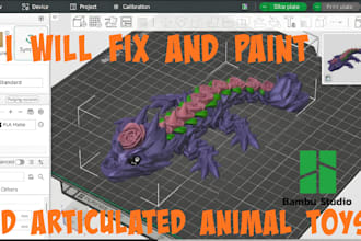 paint and edit your stl file, articulated animals, toys to 3mf multicolor bambu