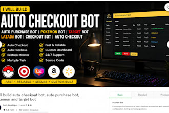 build auto checkout bot, auto purchase bot, pokemon bot, target bot, lazada bot