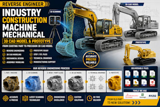 reverse engineer industry construction machine mechanical 3d cad model prototype
