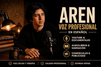record a professional spanish voice over for your video or audiobook