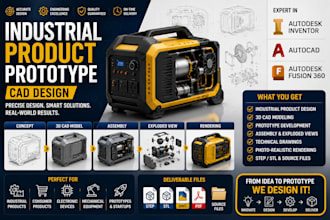 industrial product prototype cad design autodesk inventor, autocad, fusion 360