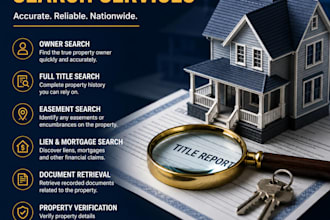 provide property title search and chain of title report, easement search