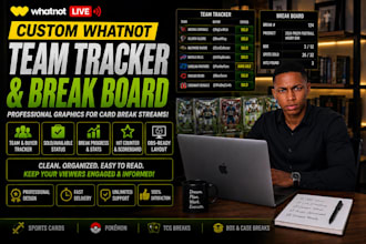 create a custom whatnot card break team tracker and break board
