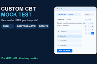 build a custom HTML cbt mock test for neet jee exams