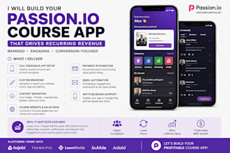 design and  publish your online course app passion io app online course web