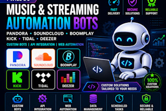 do pandora bot soundcloud bot boomplay bot kick bot tidal bot deezer bot