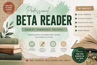 beta read, critique, and provide detailed feedback