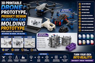 3d printable drone prototype, product design injection cad moldeling prototype