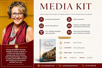 design an author press kit book launch media kit executive bio tedx speaker kits