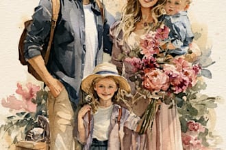 make watercolor family portrait