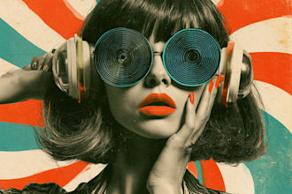 design a vintage album cover with a retro aesthetic