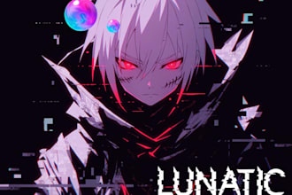 create dark glitch anime cover art with surreal vibes