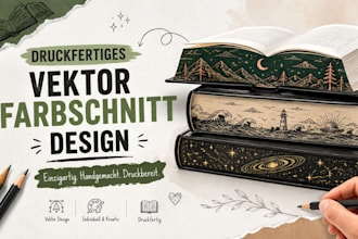 erstelle ein druckfertiges vektor farbschnitt design fur buchdruck